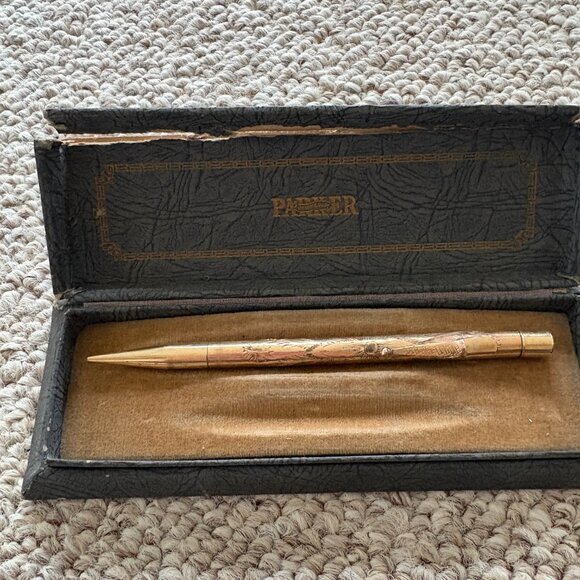 1930s Parker 51 Pen & Pencil Set | Gold Filled Lucky Curve | WWII Collectible - Picture 7 of 10